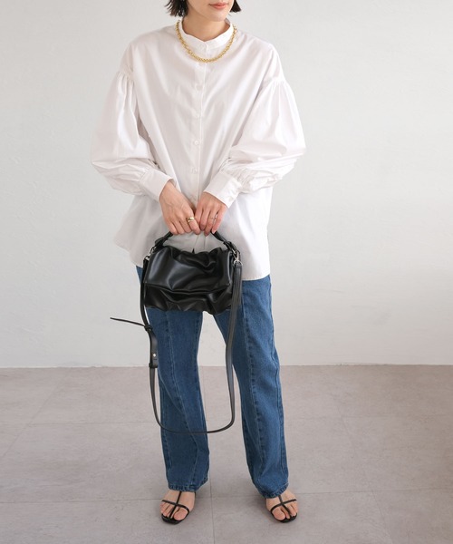 ＡＮＤＪ（アンドジェイ）の「ボリューム袖バンドカラーブラウス（シャツ/ブラウス・レディース・ホワイト/ブラック/ピンク/イエロー・M）」の21枚目の写真