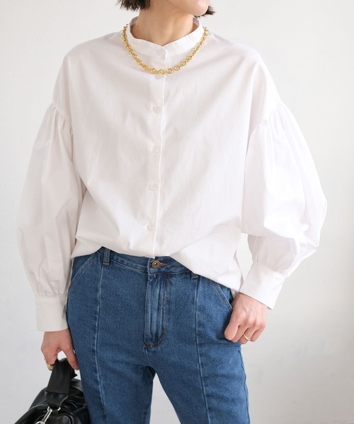 ＡＮＤＪ（アンドジェイ）の「ボリューム袖バンドカラーブラウス（シャツ/ブラウス・レディース・ホワイト/ブラック/ピンク/イエロー・M）」の22枚目の写真