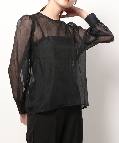 HALEY PESCA（ヘーリーペスカ）の「HALEY PESCA/シースルー パフスリーブブラウス（シャツ/ブラウス・レディース・ブラック/アイボリー・FREE）」の14枚目の写真