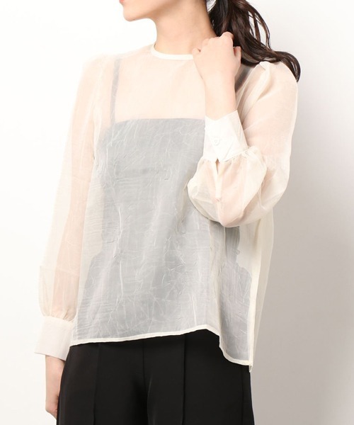 HALEY PESCA（ヘーリーペスカ）の「HALEY PESCA/シースルー パフスリーブブラウス（シャツ/ブラウス・レディース・ブラック/アイボリー・FREE）」の13枚目の写真