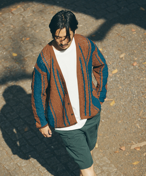 JOURNAL STANDARD（ジャーナルスタンダード）の「[ECOPET] ポリニットカーディガン（カーディガン/ボレロ・メンズ・ブラウン/ネイビー・MEDIUM/LARGE）」の7枚目の写真