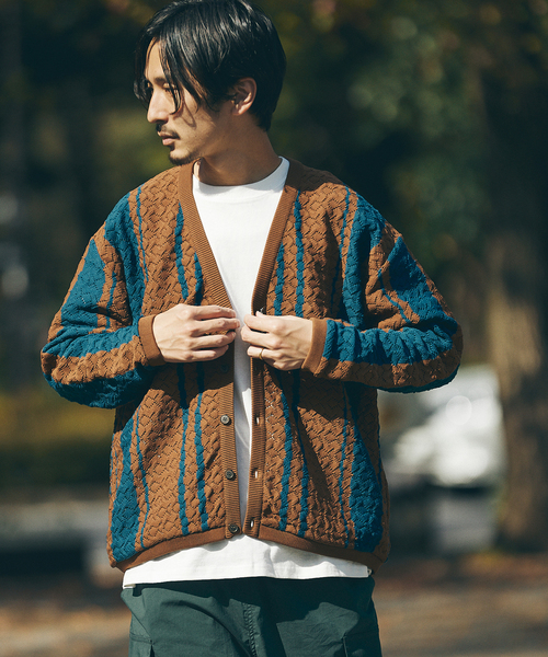 JOURNAL STANDARD（ジャーナルスタンダード）の「[ECOPET] ポリニットカーディガン（カーディガン/ボレロ・メンズ・ブラウン/ネイビー・MEDIUM/LARGE）」の10枚目の写真