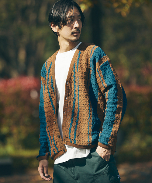 JOURNAL STANDARD（ジャーナルスタンダード）の「[ECOPET] ポリニットカーディガン（カーディガン/ボレロ・メンズ・ブラウン/ネイビー・MEDIUM/LARGE）」の11枚目の写真