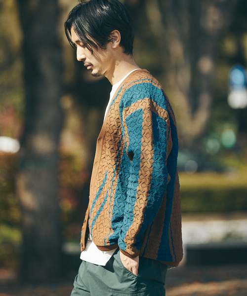 JOURNAL STANDARD（ジャーナルスタンダード）の「[ECOPET] ポリニットカーディガン（カーディガン/ボレロ・メンズ・ブラウン/ネイビー・MEDIUM/LARGE）」の12枚目の写真