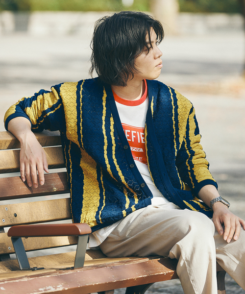 JOURNAL STANDARD（ジャーナルスタンダード）の「[ECOPET] ポリニットカーディガン（カーディガン/ボレロ・メンズ・ブラウン/ネイビー・MEDIUM/LARGE）」の15枚目の写真
