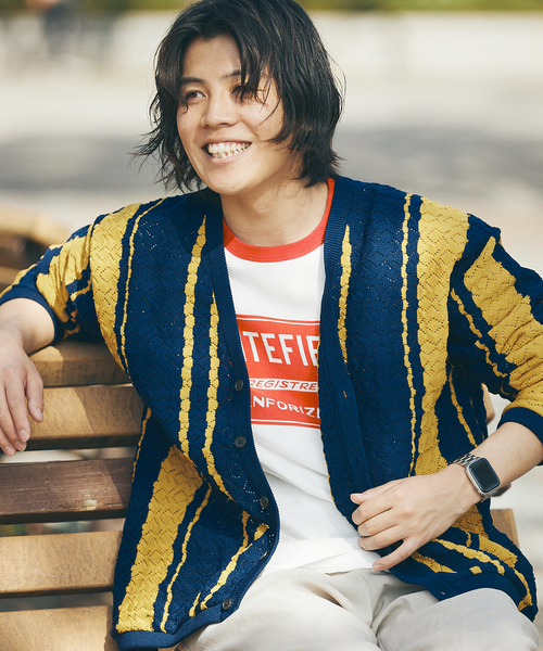 JOURNAL STANDARD（ジャーナルスタンダード）の「[ECOPET] ポリニットカーディガン（カーディガン/ボレロ・メンズ・ブラウン/ネイビー・MEDIUM/LARGE）」の17枚目の写真