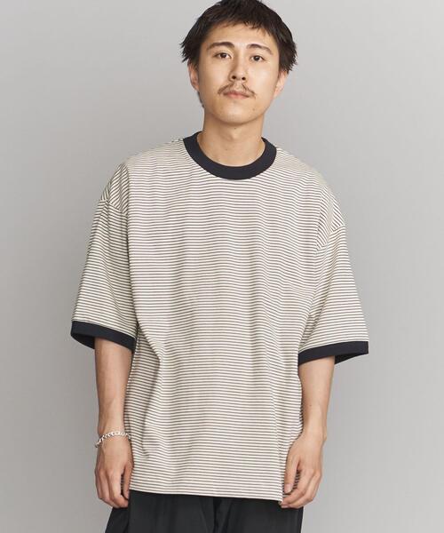 BEAUTY&YOUTH UNITED ARROWS（ビューティーアンドユースユナイテッドアローズ）の「ミジンボーダー リンガーTシャツ（Tシャツ/カットソー・メンズ・ホワイト/ダークブラウン/クリーム・L/S/M/XL）」の3枚目の写真