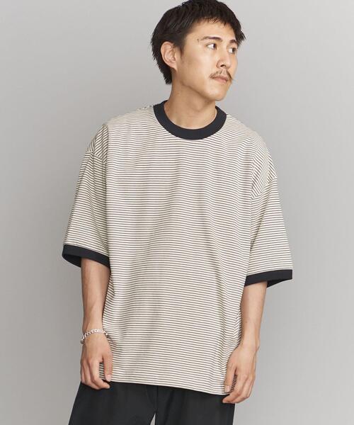 BEAUTY&YOUTH UNITED ARROWS（ビューティーアンドユースユナイテッドアローズ）の「ミジンボーダー リンガーTシャツ（Tシャツ/カットソー・メンズ・ホワイト/ダークブラウン/クリーム・L/S/M/XL）」の6枚目の写真