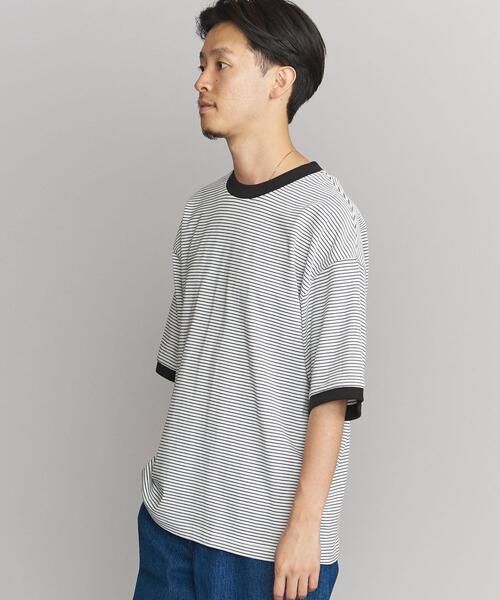 BEAUTY&YOUTH UNITED ARROWS（ビューティーアンドユースユナイテッドアローズ）の「ミジンボーダー リンガーTシャツ（Tシャツ/カットソー・メンズ・ホワイト/ダークブラウン/クリーム・L/S/M/XL）」の12枚目の写真