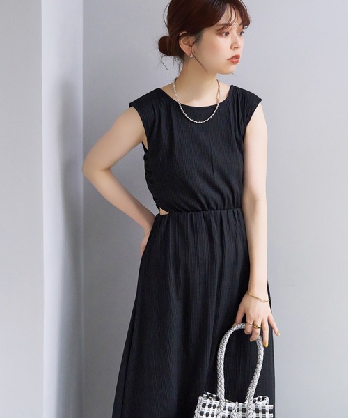 natural couture（ナチュラルクチュール）の「WEB限定/ヘルシー開きバックリボンテレコリブワンピース（ワンピース・レディース・ブラウン/ブラック/ピンクベージュ・FREE）」の6枚目の写真