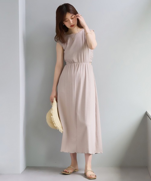 natural couture（ナチュラルクチュール）の「WEB限定/ヘルシー開きバックリボンテレコリブワンピース（ワンピース・レディース・ブラウン/ブラック/ピンクベージュ・FREE）」の15枚目の写真