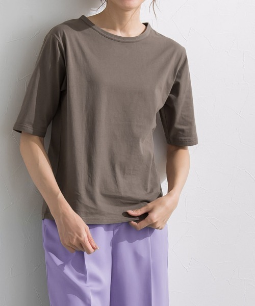 Pierrot(ピエロ)の「汗ジミ防止ハーフスリーブTシャツ(Tシャツ/カットソー・レディース・グリーン系その他/グレイッシュベージュ/チャコール/モカ/オレンジ・M/L)」の15枚目の写真