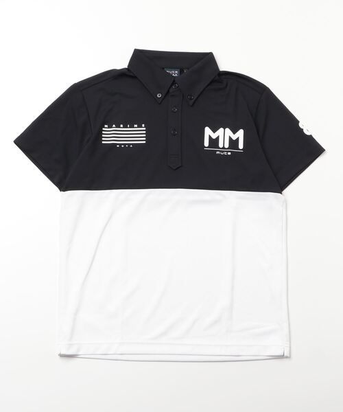muta（ムータ）の「muta MARINE/ムータ マリン/BICOLOR  POLO SQUARE LOGO（ポロシャツ・メンズ・ブラック/ピンク/イエロー・6/8/5/7）」の2枚目の写真