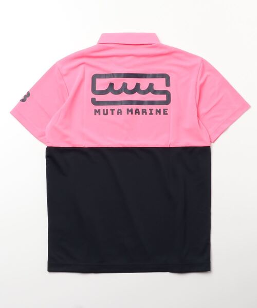 muta（ムータ）の「muta MARINE/ムータ マリン/BICOLOR  POLO SQUARE LOGO（ポロシャツ・メンズ・ブラック/ピンク/イエロー・6/8/5/7）」の8枚目の写真
