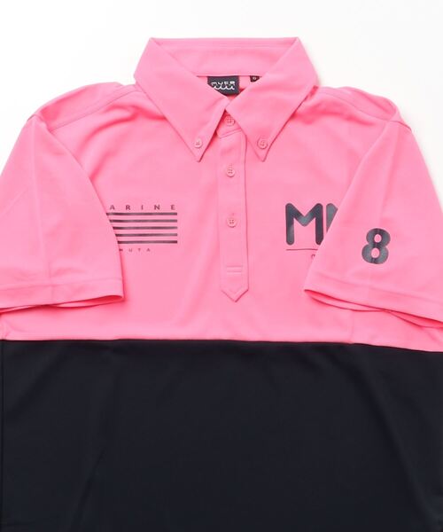 muta（ムータ）の「muta MARINE/ムータ マリン/BICOLOR  POLO SQUARE LOGO（ポロシャツ・メンズ・ブラック/ピンク/イエロー・6/8/5/7）」の9枚目の写真