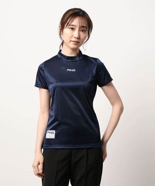 【PING APPAREL】ポリエステルカノコ 半袖ハーフジップハイネックシャツ ＜GOLD LINE＞ (MENS)