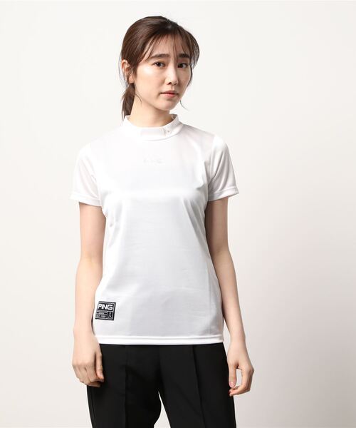 【PING APPAREL】ポリエステルカノコ 半袖ハーフジップハイネックシャツ ＜GOLD LINE＞ (MENS)
