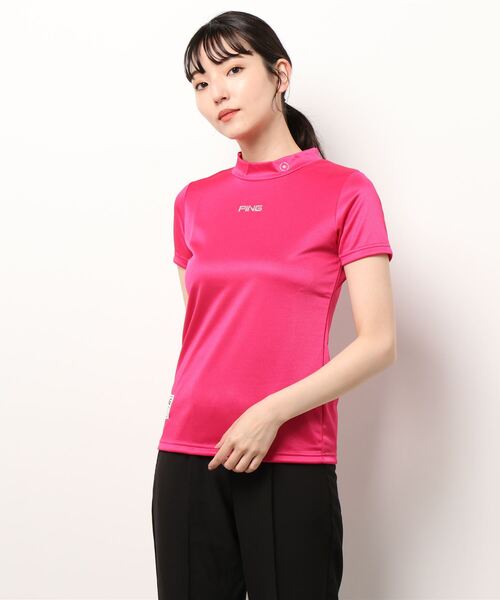 【PING APPAREL】ポリエステルカノコ 半袖ハーフジップハイネックシャツ ＜GOLD LINE＞ (MENS)