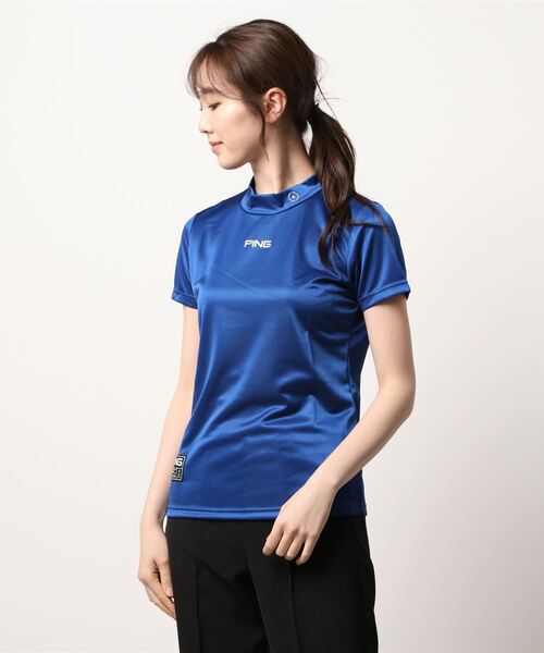【PING APPAREL】ポリエステルカノコ 半袖ハーフジップハイネックシャツ ＜GOLD LINE＞ (MENS)