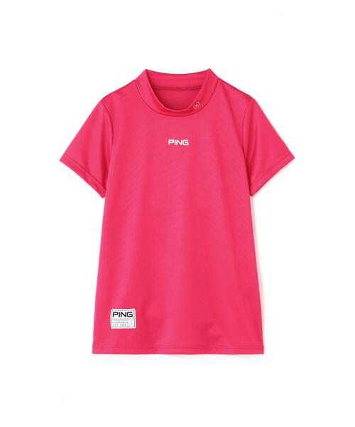 【PING APPAREL】ポリエステルカノコ 半袖ハーフジップハイネックシャツ ＜GOLD LINE＞ (MENS)