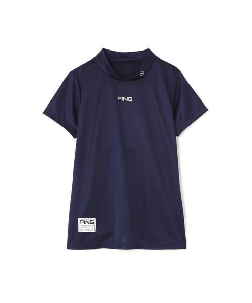 【PING APPAREL】ポリエステルカノコ 半袖ハーフジップハイネックシャツ ＜GOLD LINE＞ (MENS)