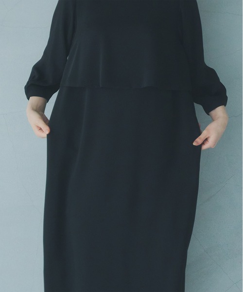 WHYTO.（ホワイト）の「「WHYTO. / ホワイト」Cocoon Dress（ワンピース・レディース・ブラック/ネイビー・38/36）」の4枚目の写真