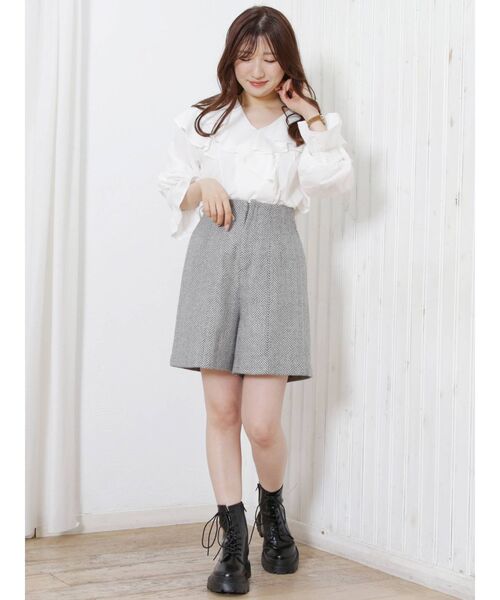 MERCURYDUO（マーキュリーデュオ）の「ハイウエストチェックショートパンツ（その他パンツ・レディース・ライトグレー/その他1・SMALL/MEDIUM）」の7枚目の写真