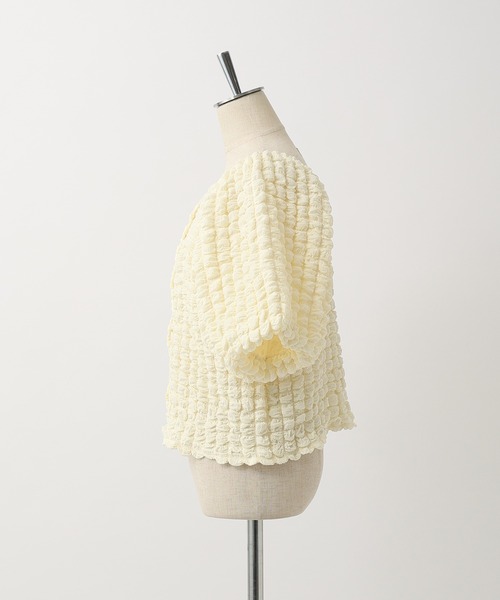 one after another NICE CLAUP（ワンアフターアナザーナイスクラップ）の「羽織にもなるぷくぷくトップス（シャツ/ブラウス・レディース・ブラック/ライトグリーン/アイボリー・FREE）」の18枚目の写真