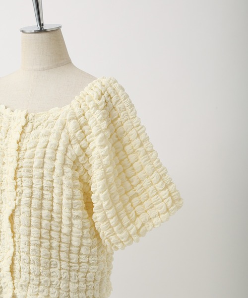 one after another NICE CLAUP（ワンアフターアナザーナイスクラップ）の「羽織にもなるぷくぷくトップス（シャツ/ブラウス・レディース・ブラック/ライトグリーン/アイボリー・FREE）」の21枚目の写真