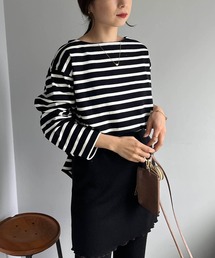 CAPRICIEUX LE'MAGE | ボーダーボートネックTシャツ(Tシャツ/カットソー)