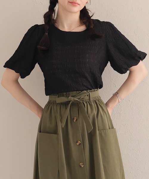 LAFFMO(ラフモ)の「パフスリーブトップス(シャツ/ブラウス・レディース・ダークグレー/ブラック/グリーン/ホワイト・FREE)」の16枚目の写真