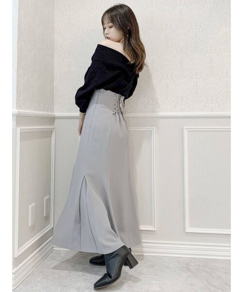 dazzlin（ダズリン）の「Vネックリブニットトップス（ニット/セーター・レディース・モカ/グリーン/ブルー/ピンク/オフホワイト/ブラウン/ブラック・FREE）」の18枚目の写真