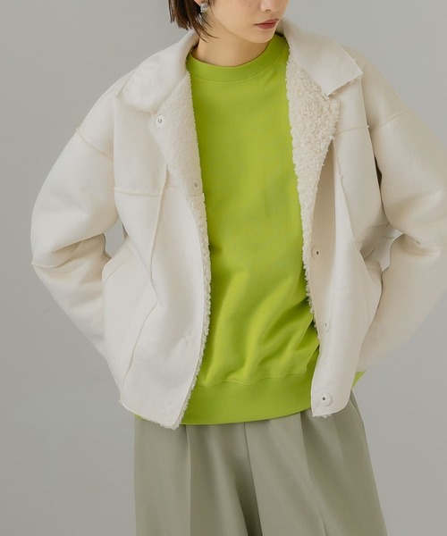 KBF（ケイビーエフ）の「リバーススリーブスウェット（Tシャツ/カットソー・レディース・オフホワイト/グリーン/ネイビー・ONE）」の5枚目の写真