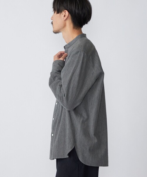 SHIPS（シップス）の「SHIPS: リラックスフィット バンドカラー ネルシャツ（シャツ/ブラウス・メンズ・オフホワイト/グレー/グリーン・SMALL/MEDIUM/LARGE/X-LARGE）」の5枚目の写真