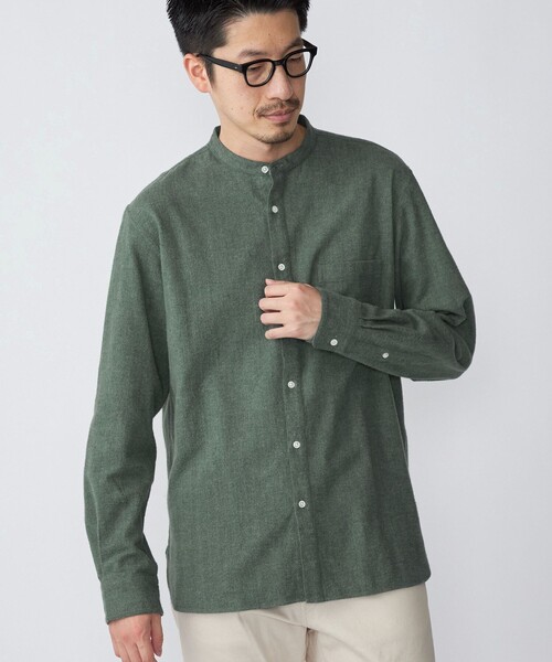 SHIPS（シップス）の「SHIPS: リラックスフィット バンドカラー ネルシャツ（シャツ/ブラウス・メンズ・オフホワイト/グレー/グリーン・SMALL/MEDIUM/LARGE/X-LARGE）」の14枚目の写真