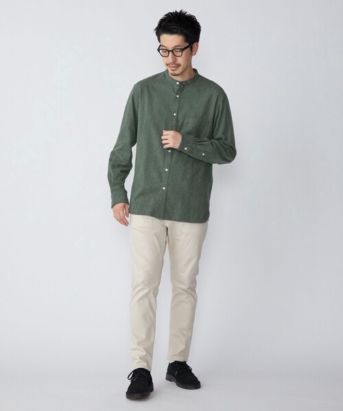 SHIPS（シップス）の「SHIPS: リラックスフィット バンドカラー ネルシャツ（シャツ/ブラウス・メンズ・オフホワイト/グレー/グリーン・SMALL/MEDIUM/LARGE/X-LARGE）」の15枚目の写真