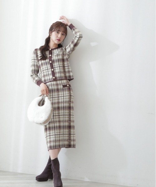 PROPORTION BODY DRESSING(プロポーションボディドレッシング)の「チェックジャガードセットアップ / 1212240007(ワンピース・レディース・ダークグレー/ブラウン/ネイビー/ライトグリーン・SMALL/MEDIUM)」の10枚目の写真