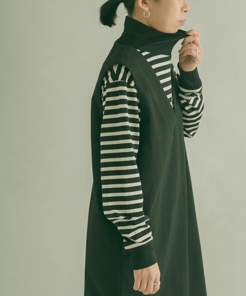 FORK&SPOON(フォークアンドスプーン)の「FORK&SPOON タートルネックカットソー(Tシャツ/カットソー・レディース・オフホワイト/ブラック/ブラック系その他・1)」の3枚目の写真