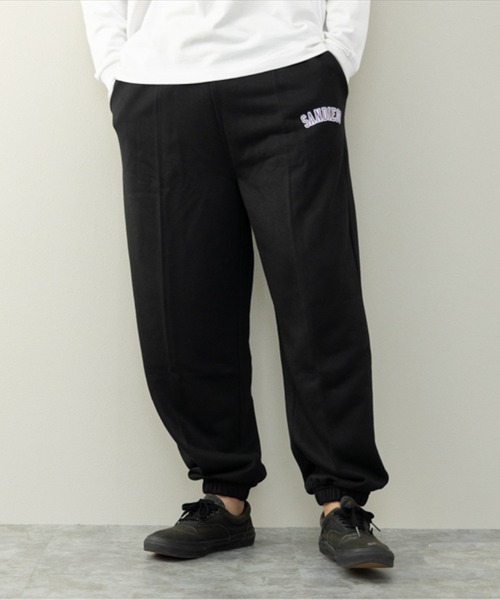 B.I.D.(ビーアイディー)の「《裏毛ロゴプリント入》ワイドスウェットパンツ(スウェットパンツ・レディース・ブラック/ネイビー/オートミール/杢グレー/グリーン・LL/L/M)」の1枚目の写真