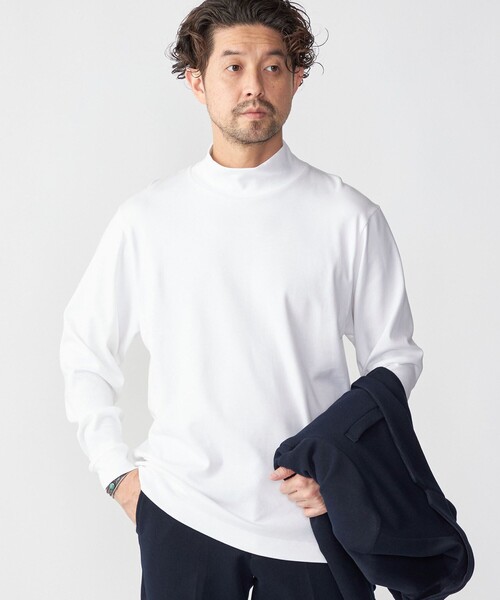 SHIPS（シップス）の「SHIPS: プラチナム コットン ハイネック プルオーバー (ロンT)（Tシャツ/カットソー・メンズ・ホワイト/ネイビー/ブラウン・SMALL/MEDIUM/LARGE/X-LARGE）」の4枚目の写真