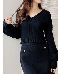 RESEXXY | Vネッククロップドニット【セットアップ着用可能】(ニット/セーター)