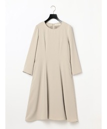 Perfect Suit FActory | バックサテンジョーゼット　ワンピース　ベージュ/ネイビー(ワンピース)