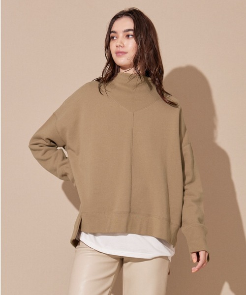 ALEXIA STAM（アリシアスタン）の「High Neck Step Hem Sweatshirt /ハイネックステップヘムスウェットシャツ（スウェット・レディース・オフホワイト/チャコールグレー/ベージュ・FREE）」の18枚目の写真