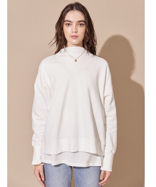 ALEXIA STAM（アリシアスタン）の「High Neck Step Hem Sweatshirt /ハイネックステップヘムスウェットシャツ（スウェット・レディース・オフホワイト/チャコールグレー/ベージュ・FREE）」の4枚目の写真