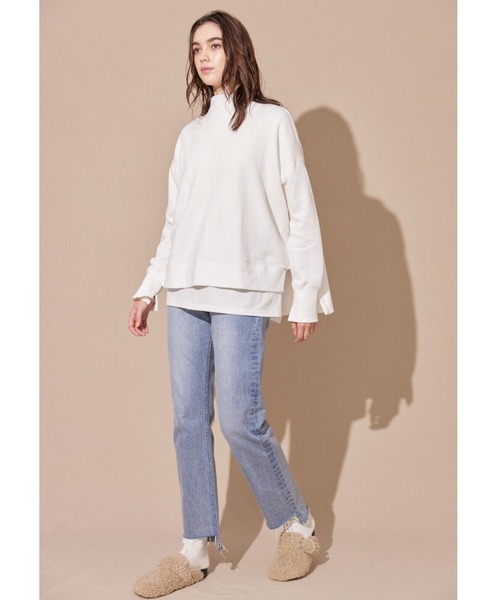 ALEXIA STAM（アリシアスタン）の「High Neck Step Hem Sweatshirt /ハイネックステップヘムスウェットシャツ（スウェット・レディース・オフホワイト/チャコールグレー/ベージュ・FREE）」の6枚目の写真