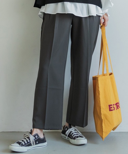 coca(coca)(コカ)の「タックパンツ(スラックス・レディース・グレー/グリーン・M/L)」の2枚目の写真