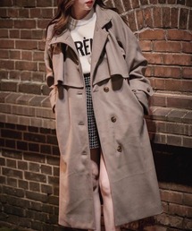 スタンドカラーケープロングコート