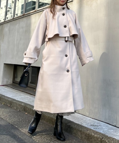 INGNI(イング)の「スタンドカラーケープロングコート(その他アウター・レディース・アイボリー/ライトグレー/モカ・M)」の6枚目の写真