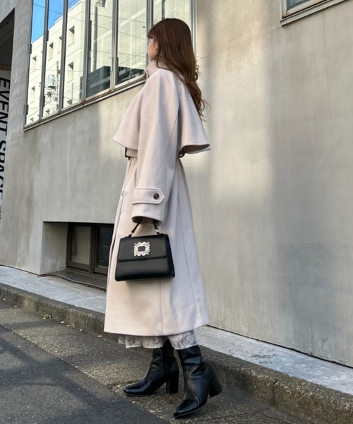 INGNI(イング)の「スタンドカラーケープロングコート(その他アウター・レディース・アイボリー/ライトグレー/モカ・M)」の9枚目の写真