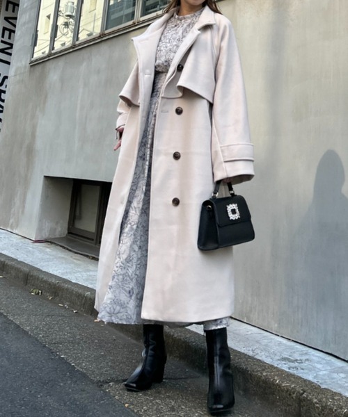 INGNI(イング)の「スタンドカラーケープロングコート(その他アウター・レディース・アイボリー/ライトグレー/モカ・M)」の4枚目の写真